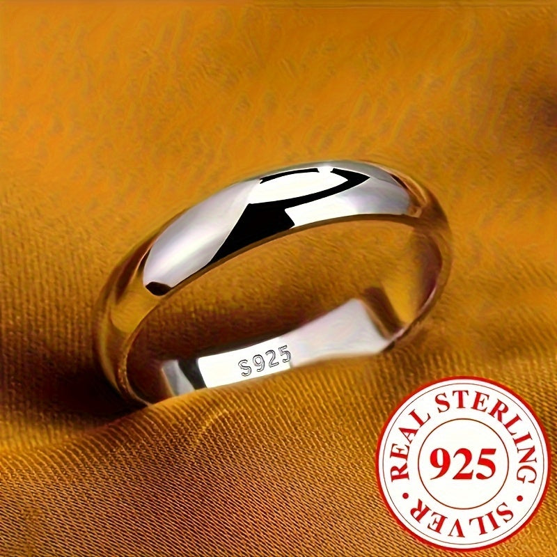 Elegant and Simple Sterling Silver Band Ring for Both Women and Men, Weighing 3.1g, Featuring a Wide Face Design Ideal for Daily Wear or Special Occasions.