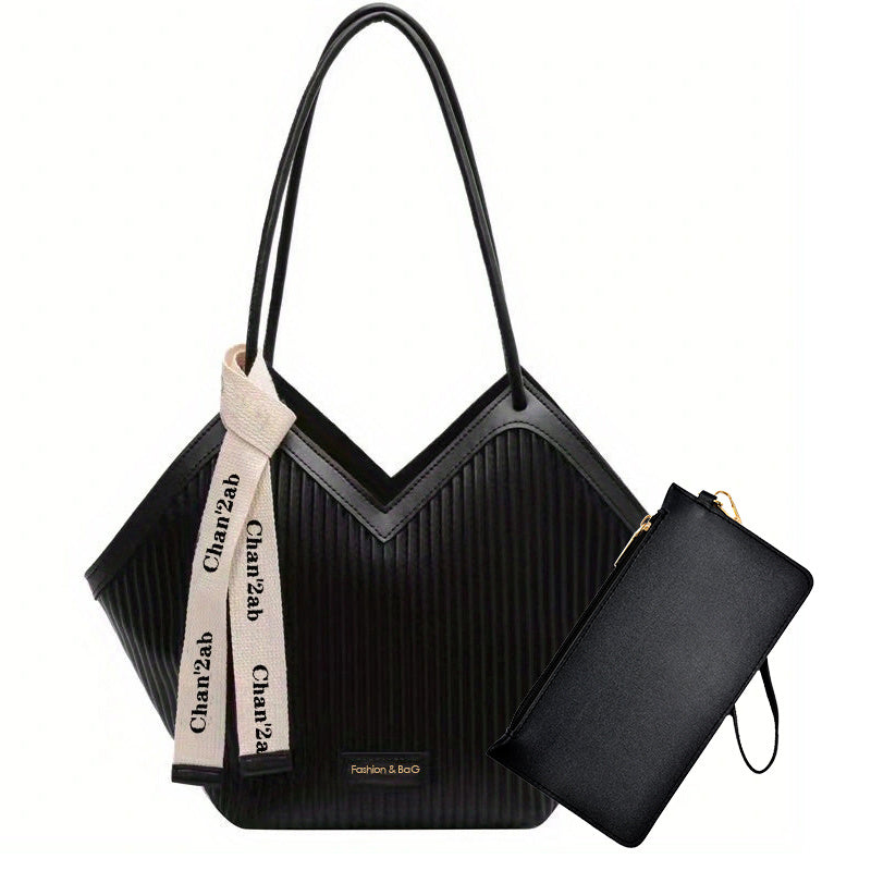 Chic faux leather tote bag for work with trendy design and large capacity.