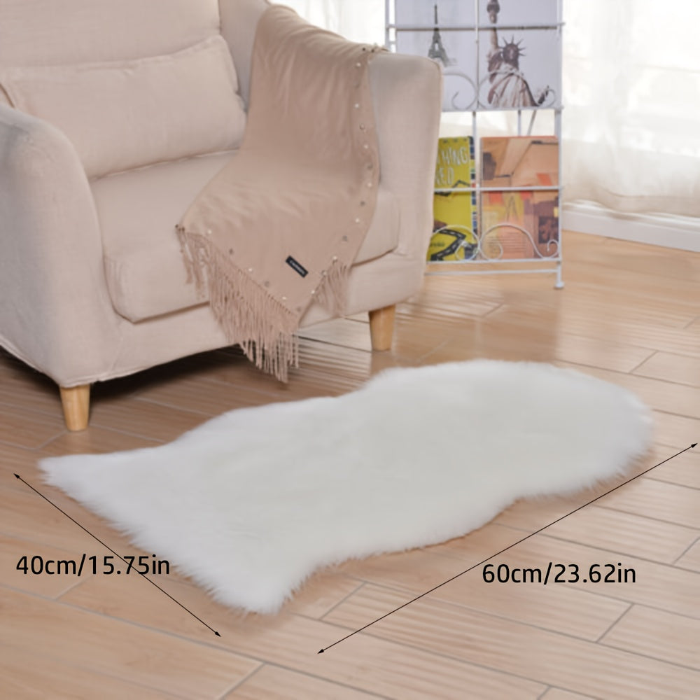 Artificial Sheepskin Long Hair Rugs - Soft Faux Fluffy Shaggy Carpets for Living Room and Bedroom, Non-Slip Home Decor Mats