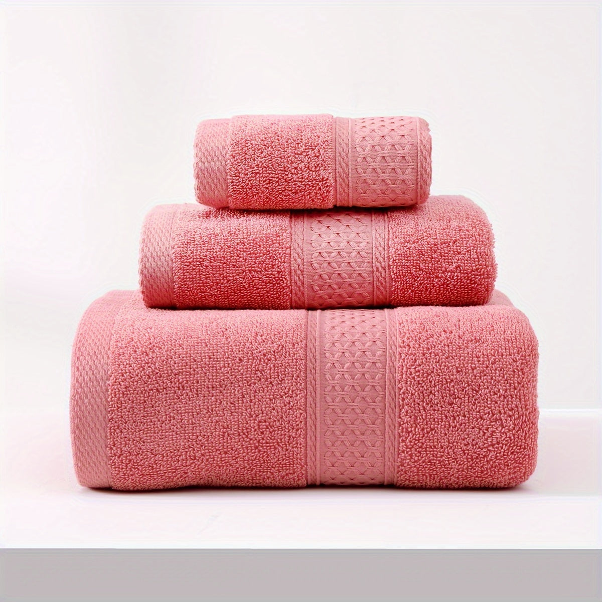 3-piece set of bath towels including a velvet towel, square towel, and face wash towel made of pure cotton with thickened absorbent rhombus velvet for home use.