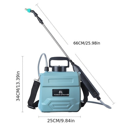 1 electric watering device for household garden tools with 8 liters capacity, including 3 nozzles.