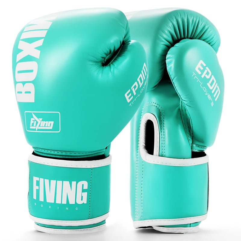 Boxing gloves in 10, 12, 14, and 16 oz made of faux leather for various combat sports training.