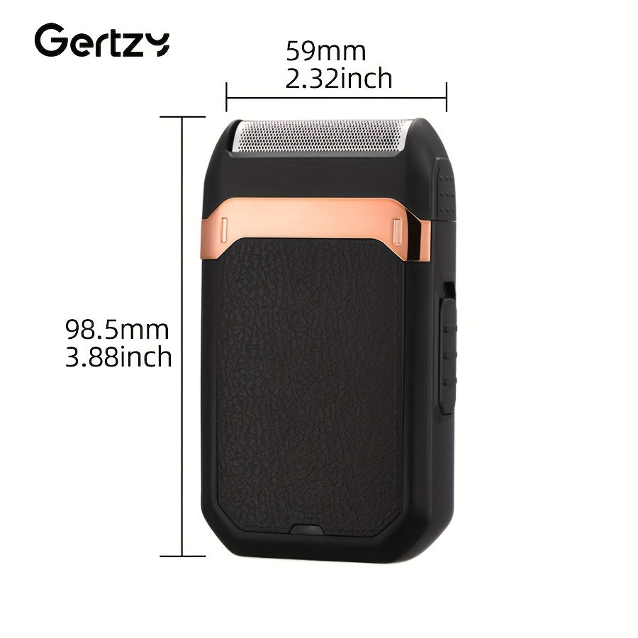 GERTZY Men’s USB Rechargeable Electric Foil Shaver with Stainless Steel Blade, 30-45 Minute Runtime, Black & Rose Golden Design - Ideal for Home or Salon Use, Mini Portable Shaver - Perfect