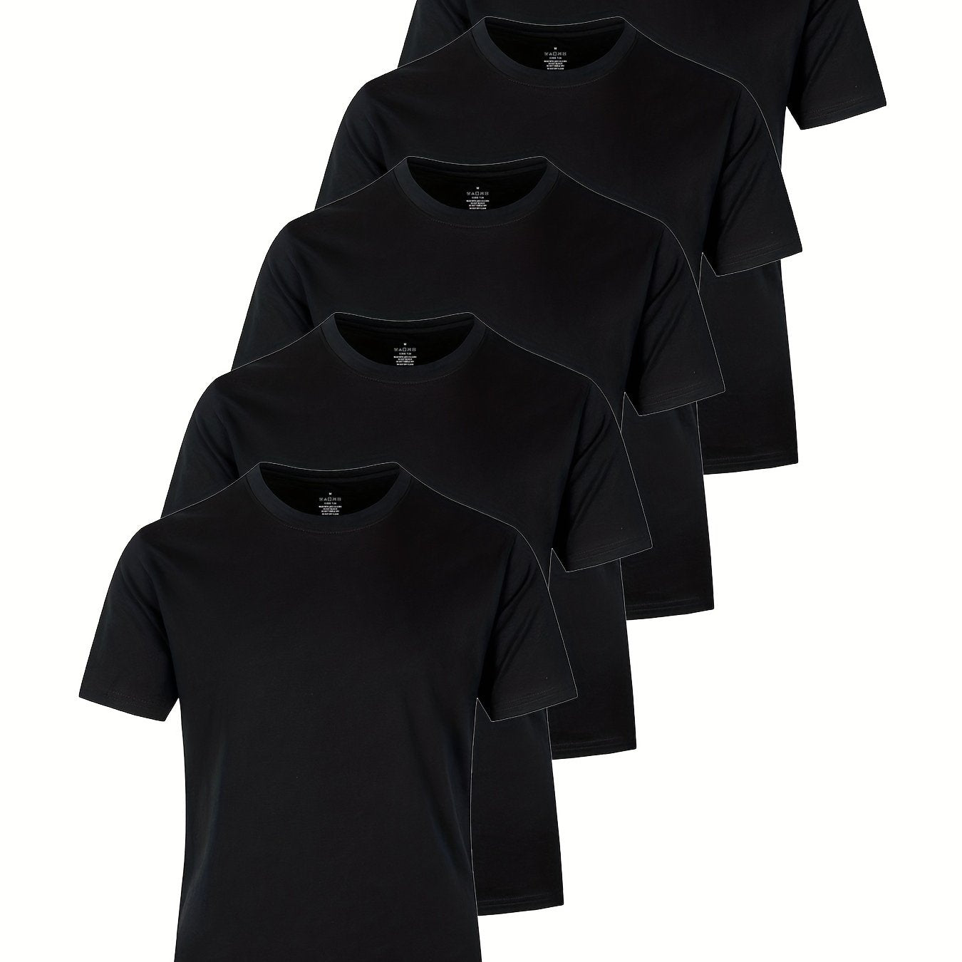 Set of 5 solid cotton lightweight crew neck t-shirts for men, perfect for summer sports and gifting.