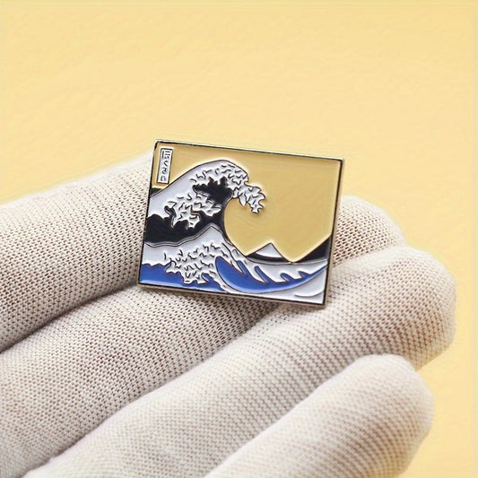 The Great Wave Pattern Enamel Pin Cartoon Brooch – Perfect for Clothing, Backpacks, and Accessories