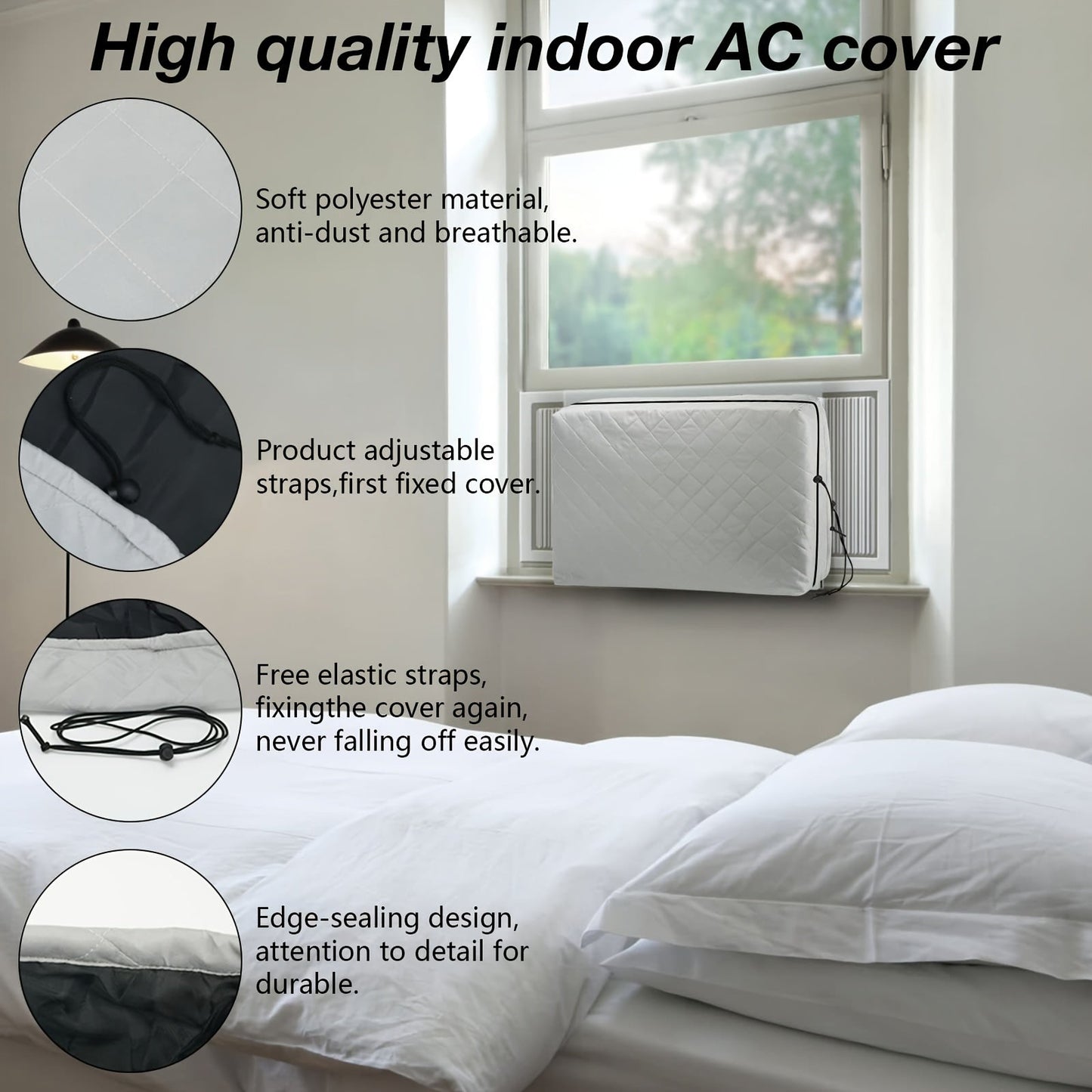 Indoor Air Conditioner Cover with Double Insulation and Elastic Drawstring - Suitable for Different Sizes, Does Not Require Power