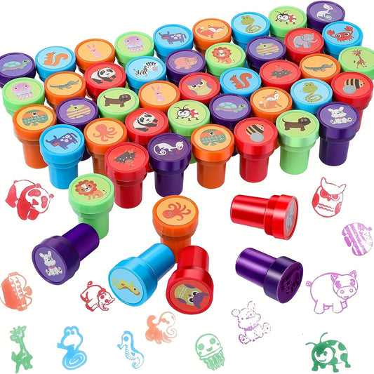 26 Colorful Animal Stamp Sets made of plastic - Ideal for Teachers, Parties, and DIY Crafts.