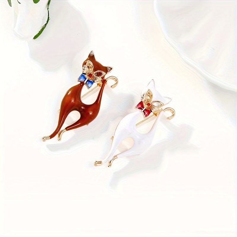 Vintage Cat Brooch Pin - Chic Alloy Accessory, Perfect for Adding Style to both Suits and Dresses