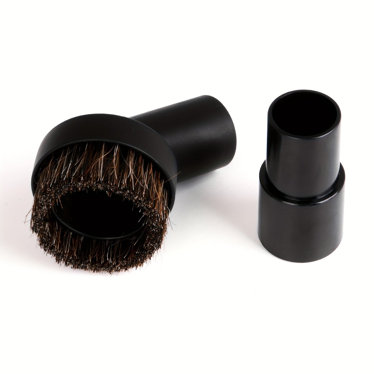 Set of 1 Vacuum Cleaner Round Brush with Inner Diameter 32mm and Hair Length 25mm in Black, Plus 2pcs Hose Adapter with Inner Diameter 35mm to 32mm