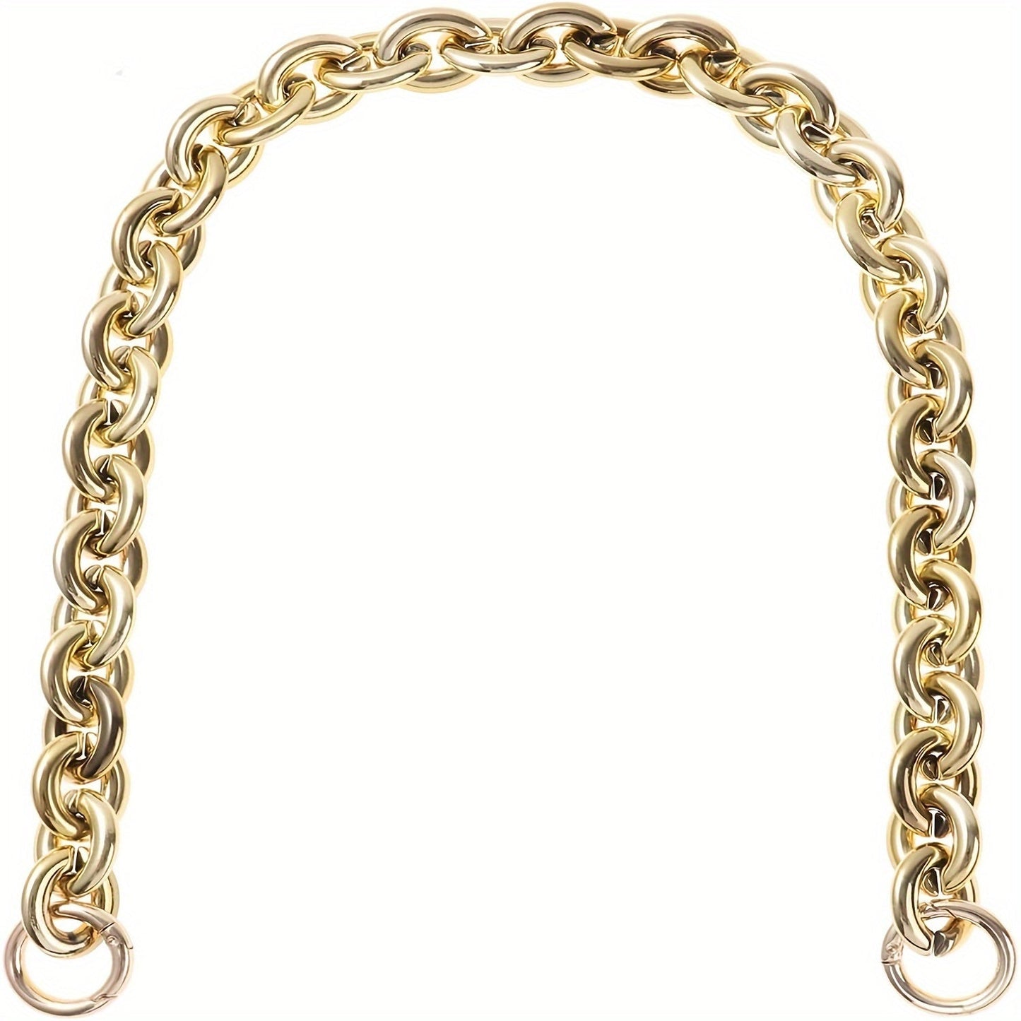 Get one piece of heavy-duty metal portable bag handles with a 60cm gold-tone chain shoulder strap. This durable handbag chain is a great alternative to traditional handles and comes with an acrylic short handle replacement for DIY purse repairs. Perfect