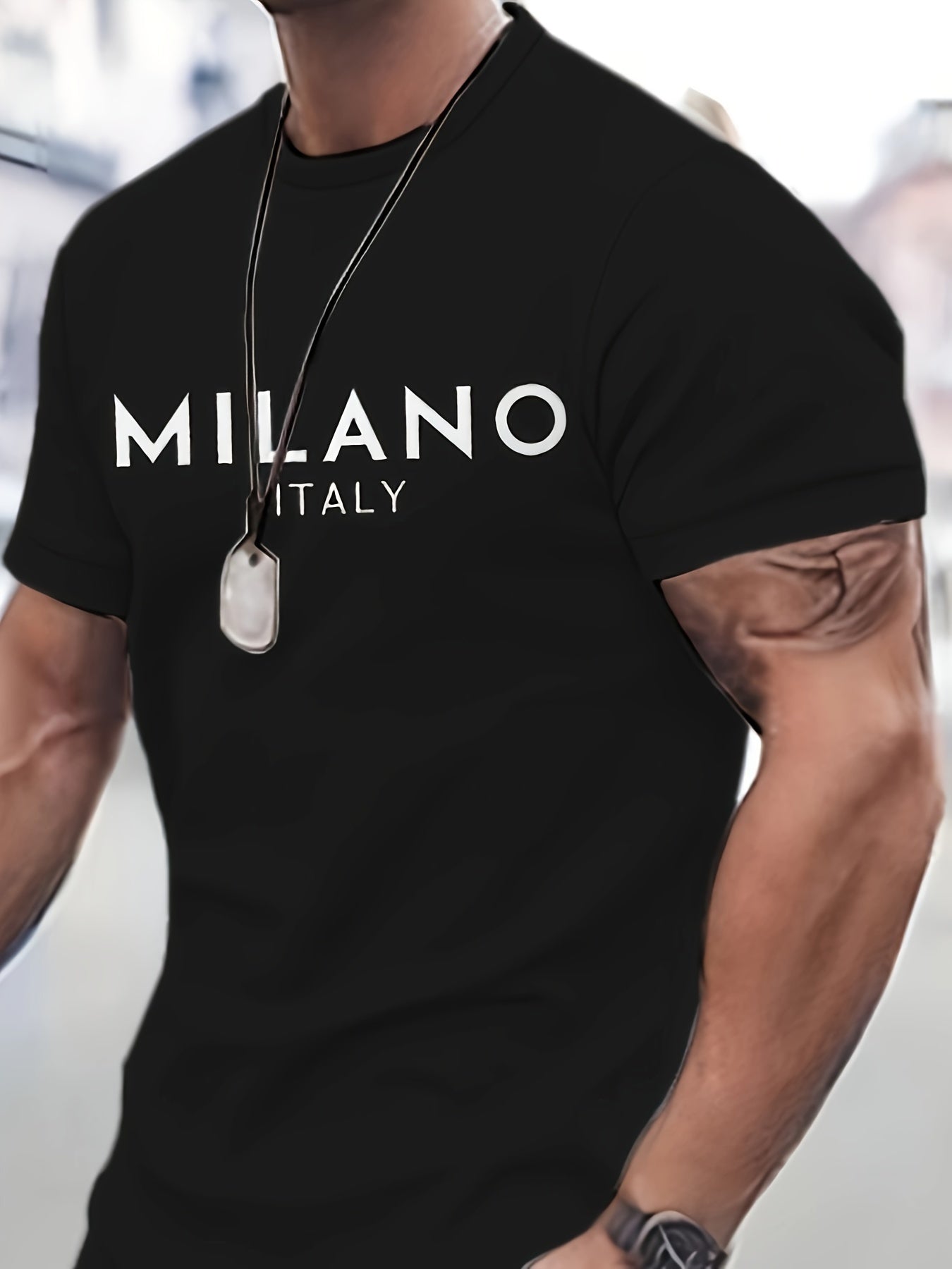 Milano Italiya Harfli Print Erkaklar To'plami: Dumaloq Bo'yinli T-Shirt va Chordli Shortlar - Salqin va Qulay Yozgi Kiym