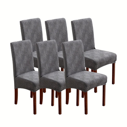 6 Leopard Print Mid-Back Chair Covers - Stretchy, All-Season Slipcovers for Dining Chairs