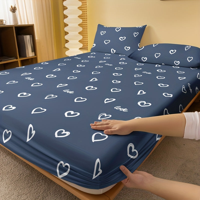 One piece of Simple Love Print Brushed Fitted Sheet, providing soft and comfortable bedding for your mattress. This protective cover is perfect for bedroom or guest room use, with deep pockets for a secure fit. Includes fitted bed sheet only.