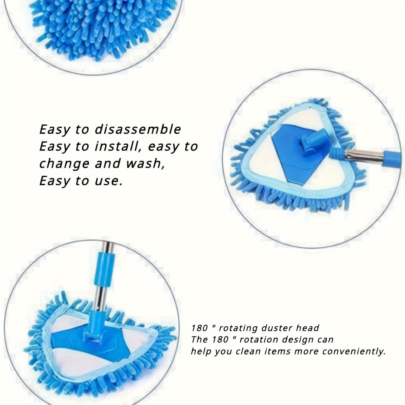 Telescopic Triangle Cleaning Mop - The Ultimate Multi-Surface Dust Removal Tool with a Long Handle and No Dead Corner, Made of Durable Plastic for Every Area of Your Home and Car