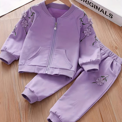 Girls' Sports Spring and Autumn Suit, Ideal for Outdoor Activities