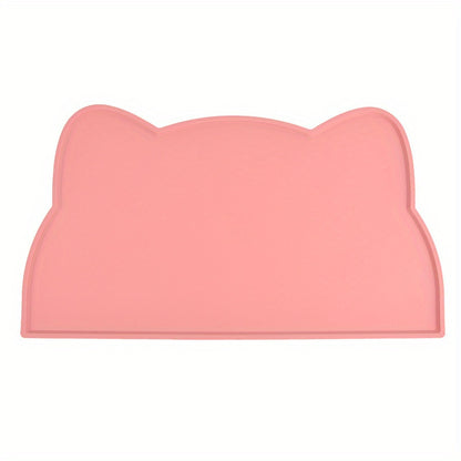 Cat ear-shaped silicone pet feeding mat for cats - non-slip, waterproof, and spill-proof.