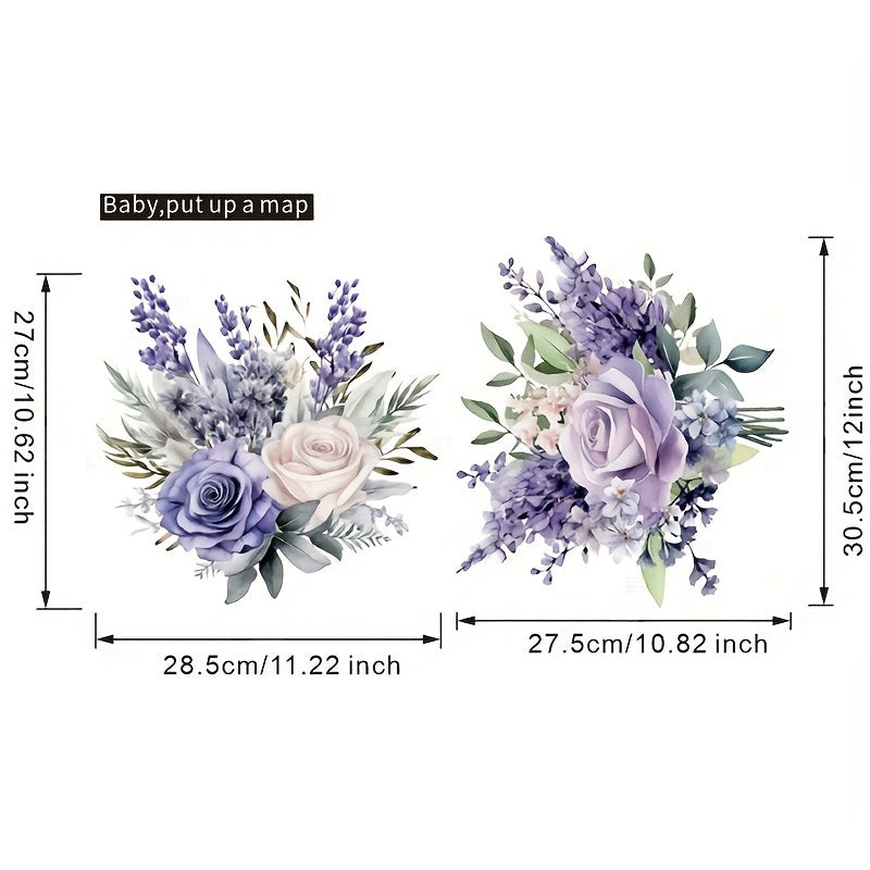 One purple flower style toilet sticker set for restroom renovation, self-adhesive and removable, perfect for home decoration.