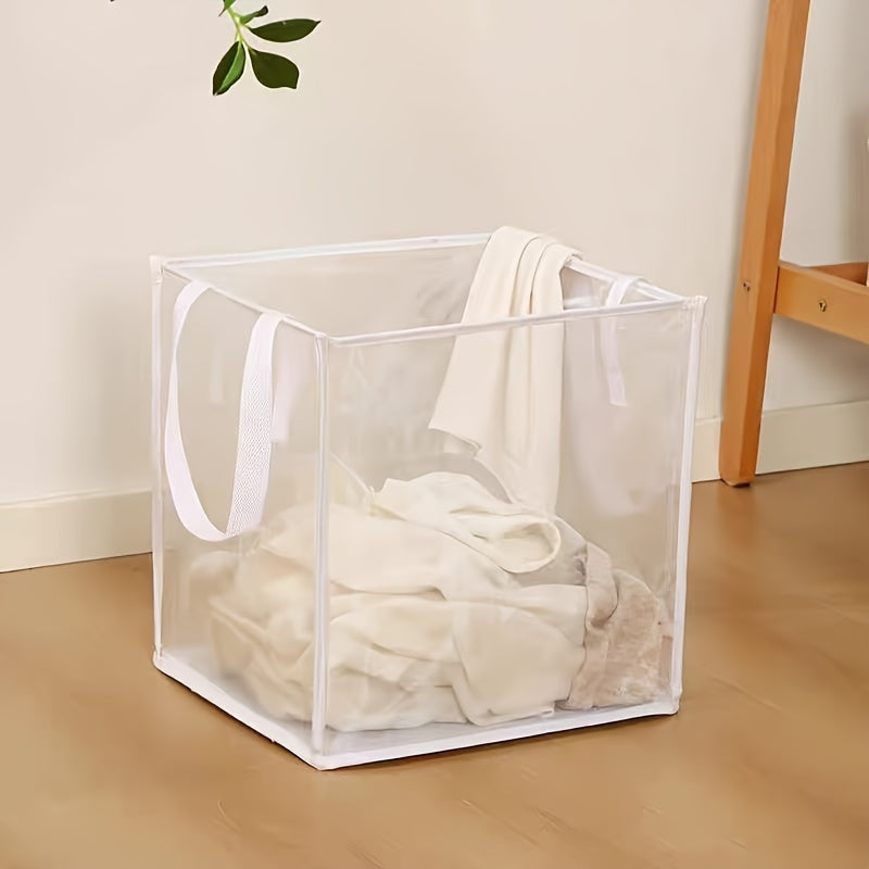 Foldable dirty clothes basket with handles, ideal for bathroom or toy storage and home organization.