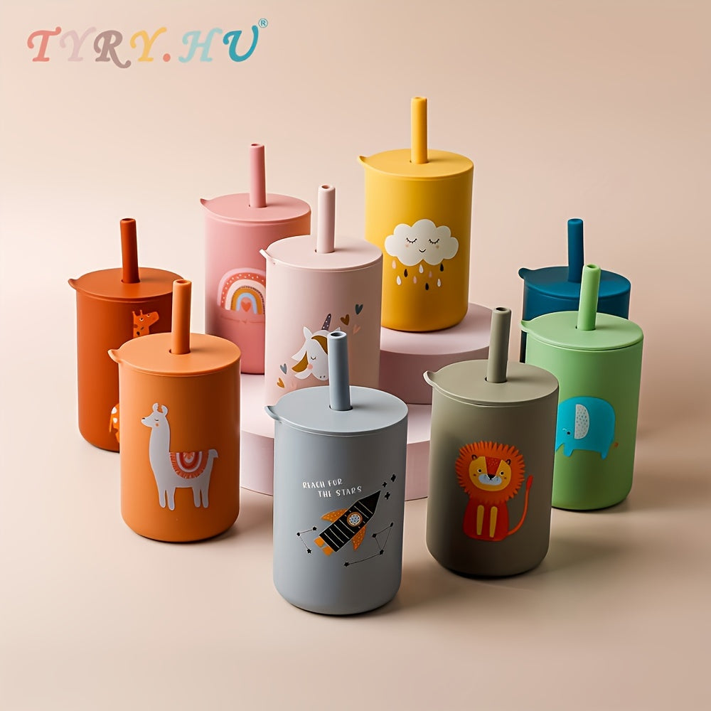 Get the TYRY.HU Silicone Training Cup for Toddlers, designed for safety and convenience. Made from BPA free silicone, this cup is durable, microwave and dishwasher safe, with an easy grip and anti-slip design. It comes with a lid and straw for added