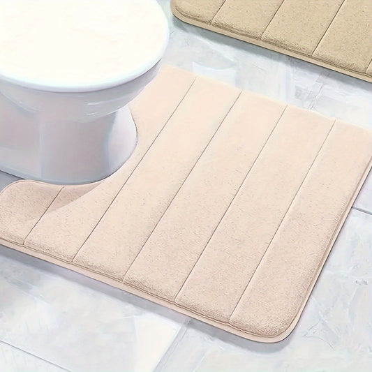 Thick and Double-Sided Non-Slip Bath Mat - Fast Drying, Highly Absorbent U-Shaped Rug for Bathroom and Bedroom Decoration, Available in Solid Color