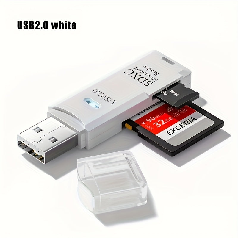 One USB 2.0 Mini SD card reader for high-speed data transfer, plug-and-play for cameras, no battery needed. Ideal for transferring photos.