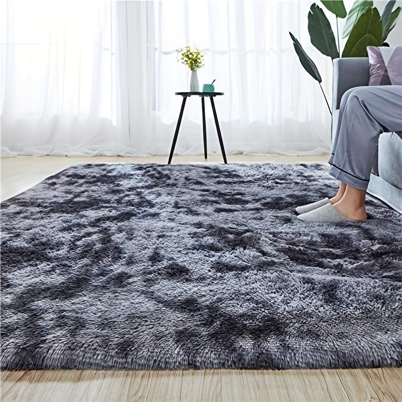 Enhance Your Home Decor with This Sophisticated Tie-Dyed Dark Gray Long Rug!