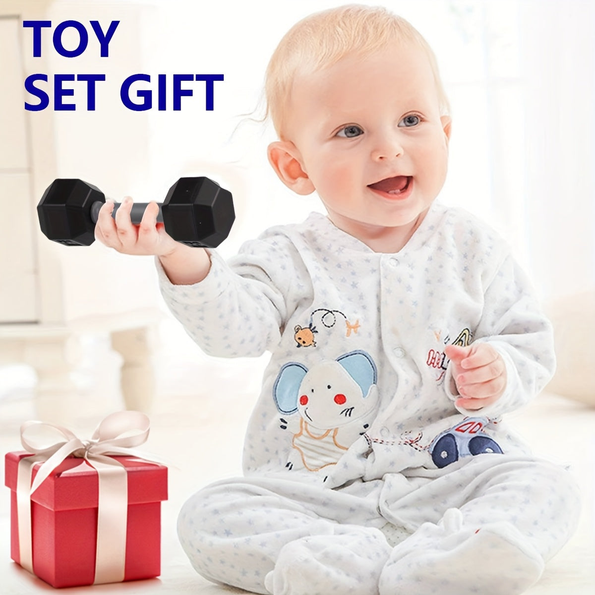 Set of 2 Baby Mini Dumbbell Toys with Sensory Features