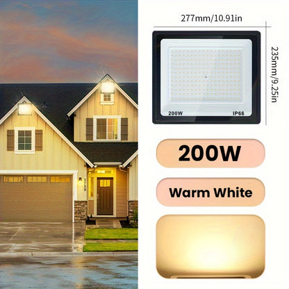 Aluminum LED floodlight suitable for outdoor use, ranging from 10-300W. Ideal for garden or playground lighting.