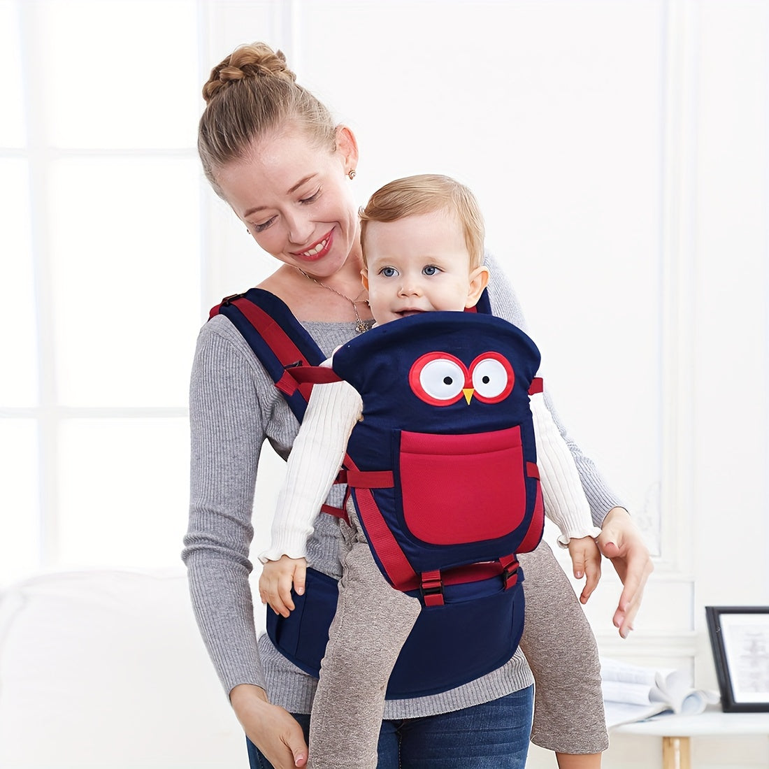 Multi-Size 3-in-1 Ergonomic Baby Carrier with Hip Seat, Adjustable from Newborn to Toddler, Made of Phthalate-Free Cotton Material, Versatile Infant Sling for Breastfeeding, Suitable for Ages 0-3 Years.