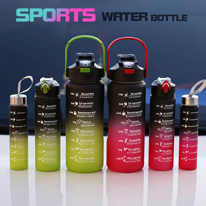 Large capacity sports water bottles with time marker in sets of 1, 2, or 3. Leakproof, BPA-free, and durable with portable handle.