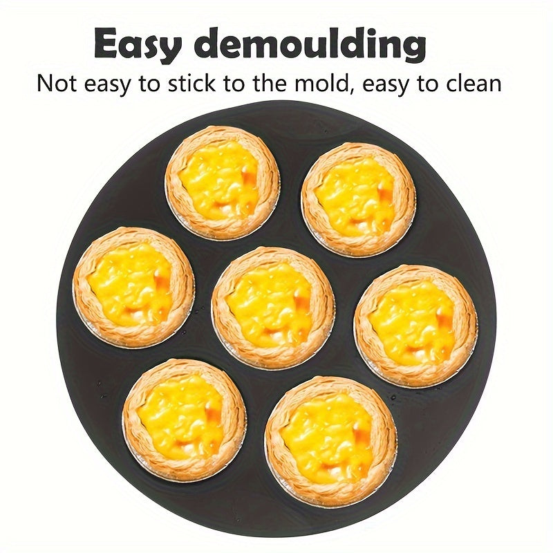 Air Fryer Muffin Silicone Mold, 7-Cup, Round Nonstick Cupcake Pan Tray for Microwave Oven, Kitchen Accessories - 1pc, 17.78cm/20.32cm