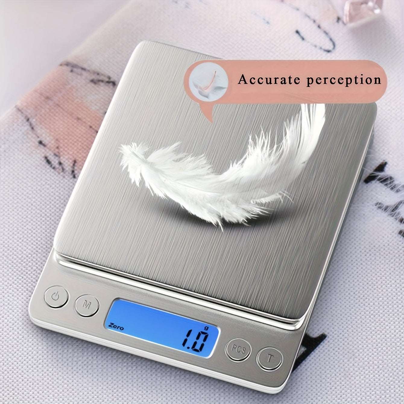 High precision digital scale for food weighing in grams and ounces, battery-free, essential for apartments and dorms.