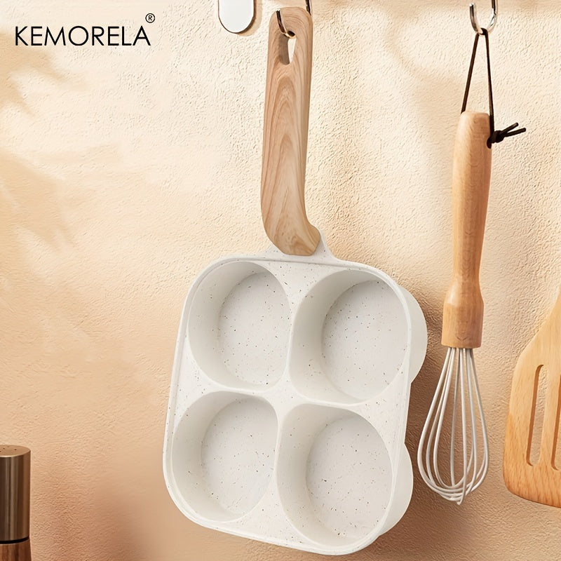 Experience the versatility of the KEMORELA 4-Section Non-Stick Frying Pan, designed for perfectly cooking eggs, burgers, and more. This pan is dishwasher safe and features a wooden handle, making it both convenient and stylish. Suitable for both