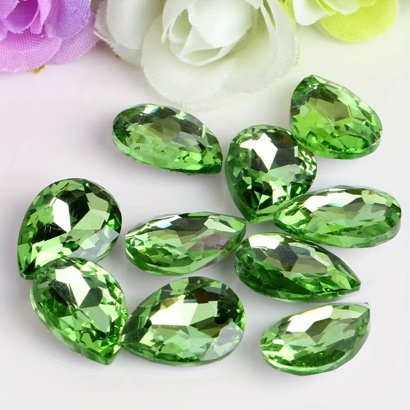 Set of 30 Vibrant Teardrop Rhinestones, Perfect for Adding a Pop of Color to Your DIY Necklace, Bracelet, or Keychain Creations