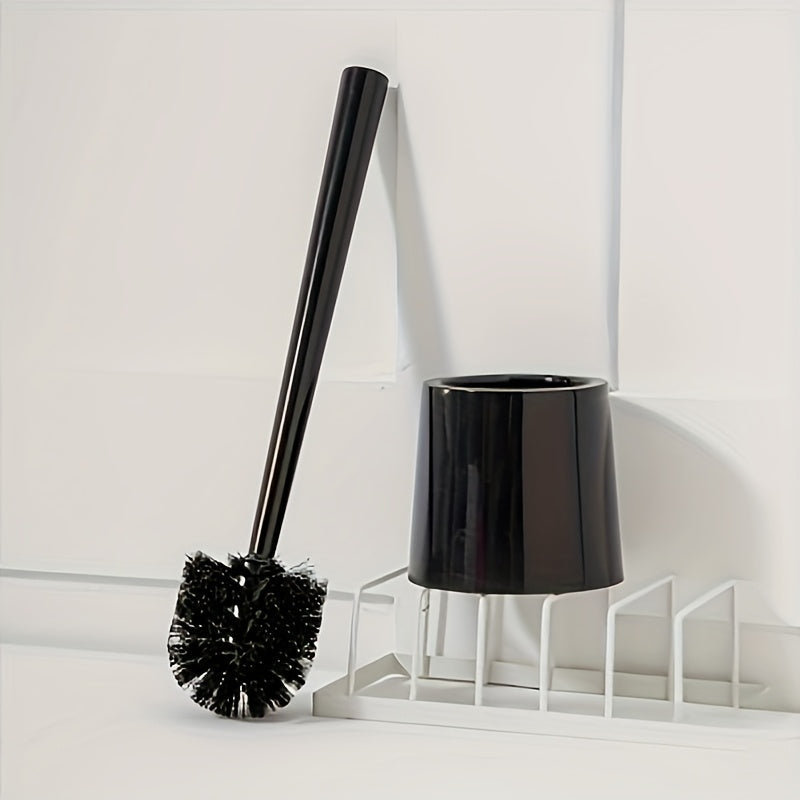 Non-Electric Toilet Brush Set with Flexible Long Handle, Plastic Cleaning Brush for Bathroom Bowls with No Dead Corner Design, Holder Included for Living Room, Bathroom, Toilet, Patio - Manual Cleaning Tool