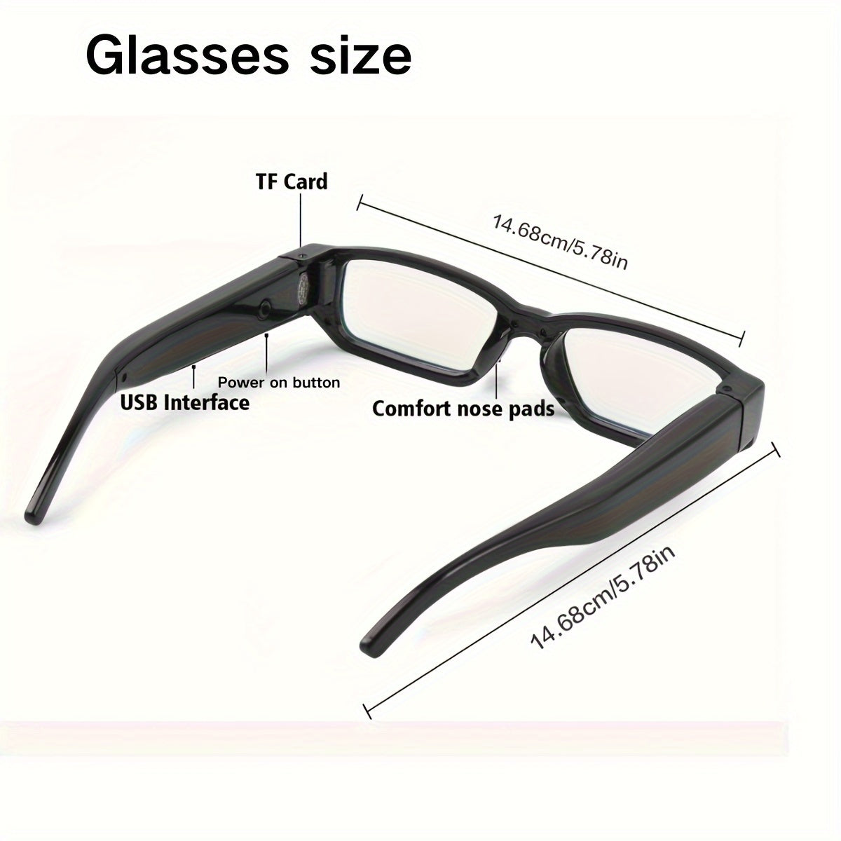 1pc Smart Glasses with 1080P HD video, ideal for outdoor sports and conference recording. Includes 32GB/64GB memory card.