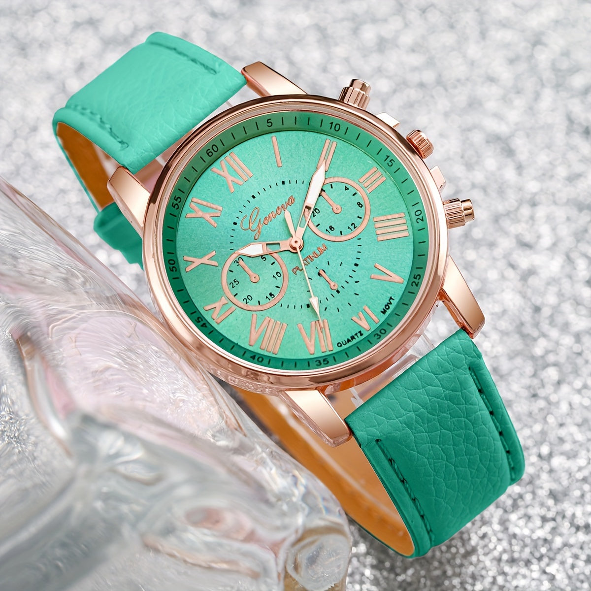 Set of 12 women's casual quartz watches with candy color matching dials, does not include watch box.