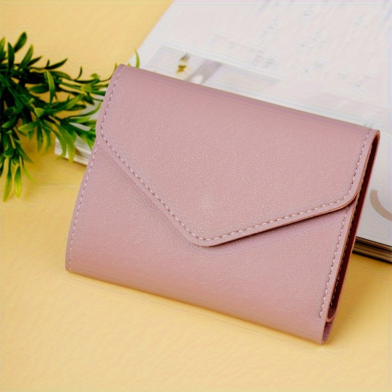 Women's credit card holder with 6 card slots, girl's wallet, fashionable money clip, PU ticket holder, coin purse, lightweight ID holder, snap closure ID holder, and ticket holder.