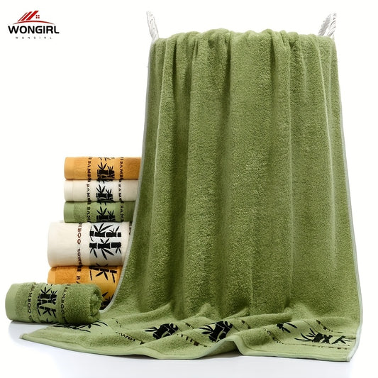 3-piece Bamboo Fiber Towel Set includes 1 bath towel (69.85*139.7cm) and 2 hand towels (33.02*73.66cm). Perfect for household and bathroom use.