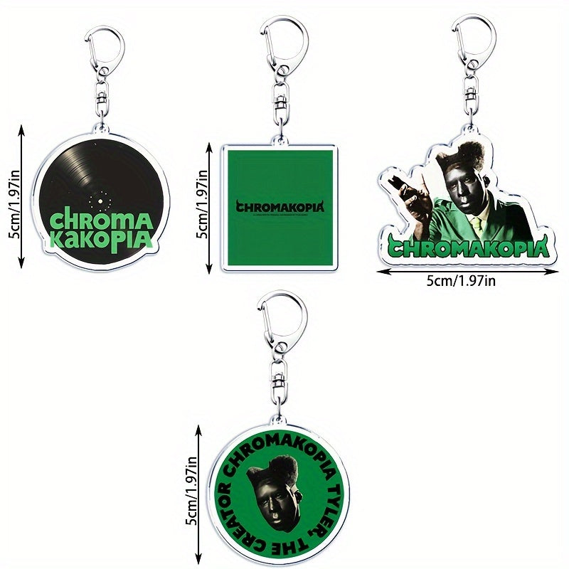 Rapper Keychain featuring Chromakopia Design - Stylish Acrylic Music Album Charm for Bags & Backpacks, with Lobster Clasp Accessory, Ideal Gift for Music Enthusiasts