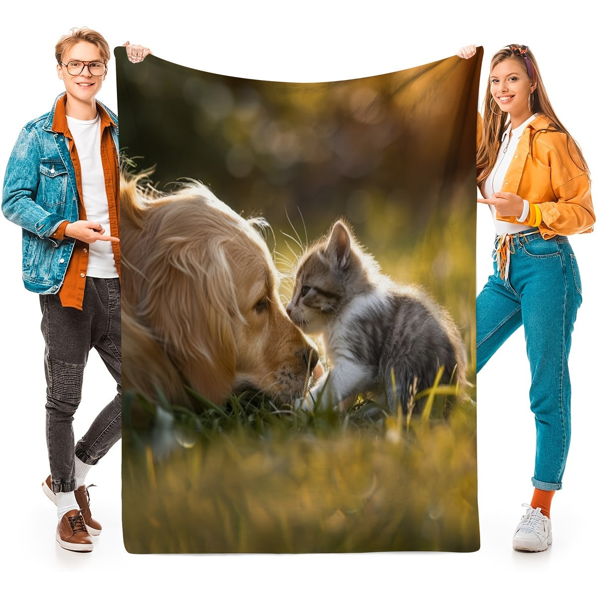 Create a custom soft flannel pet photo blanket for your furry friends! This cozy sofa mat is a perfect all-season gift for pets, featuring personalized pictures of your beloved dogs and cats. Give your pet the gift of a warm and snuggly blanket that they