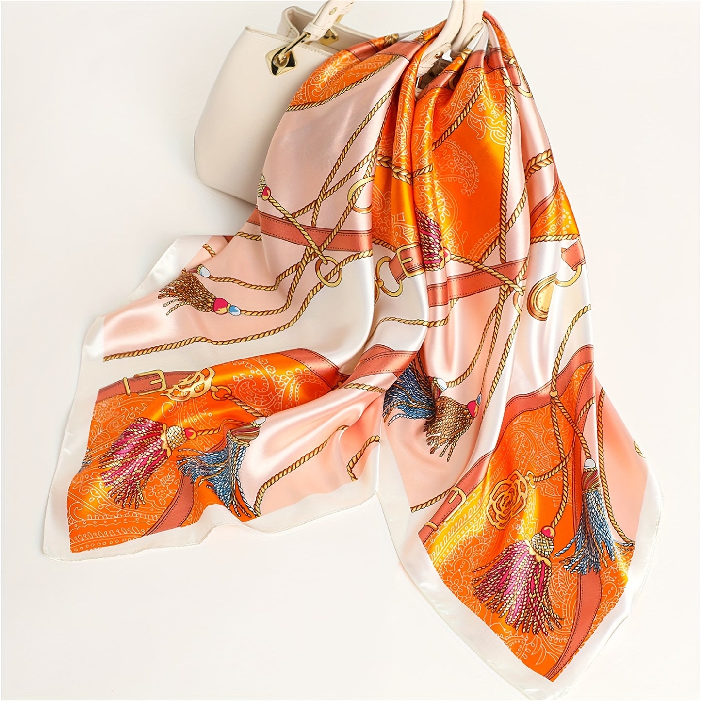 35.4-inch square printed scarf, suitable for all seasons, can be used as a Bandanna sun protection handkerchief or shawl for outdoor activities or air-conditioned rooms, ideal for women.