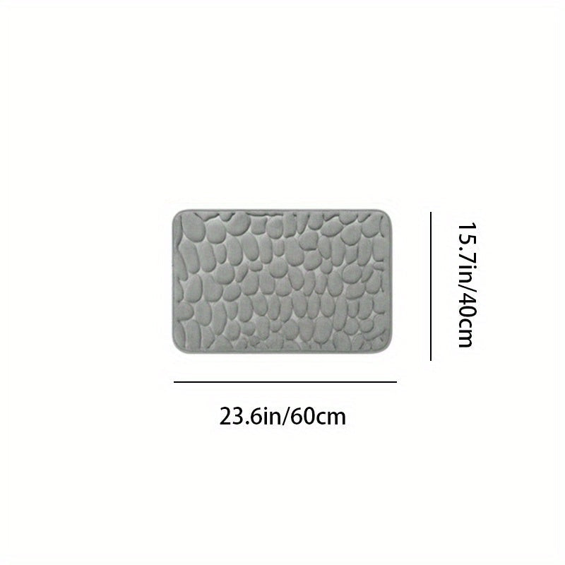 Pebble Embossed Non-Slip Bathroom Bath Mat Set with Memory Foam - Super Soft, Absorbent, and Quick-Drying Rug for Comfort and Safety. Machine Washable and Thick for a luxurious feel in your bathroom.