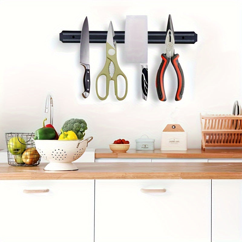 Durable Plastic Magnetic Knife Holder - Stylish Wall-Mounted Organizer for Knives, Scissors, and More - Ideal for Home and Restaurant Kitchen Storage.