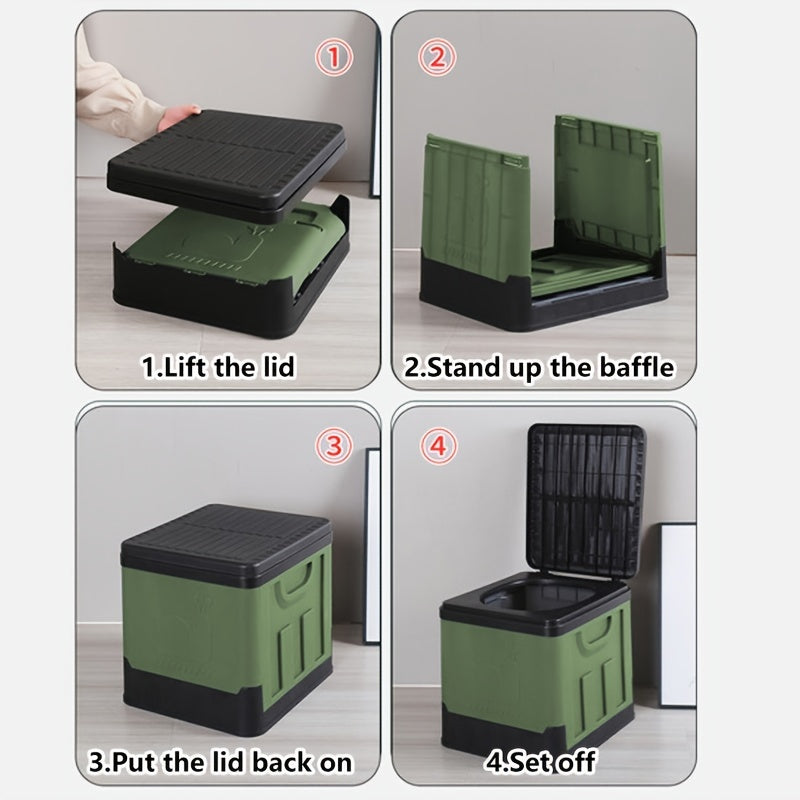 New portable toilet made of PP material, suitable for adults. Extra large and folding, it is ideal for camping, travel, hiking, and beach trips. Perfect for use in cars.