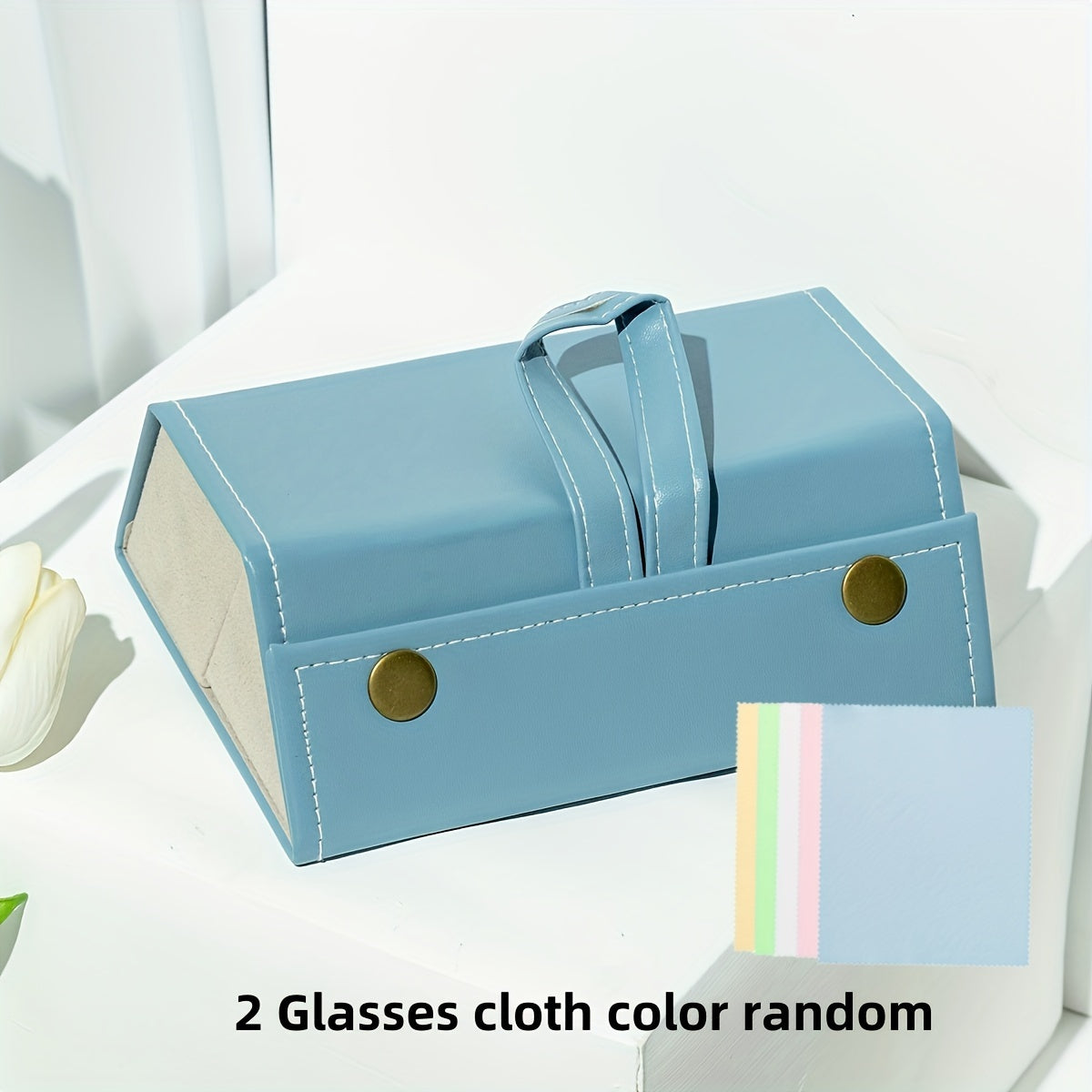 Protective Folding Case for 3 Pairs of Glasses, Durable Travel Case for Women, Includes 2 Randomly Colored Cleaning Cloths