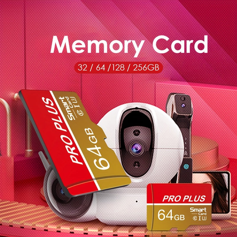 MICRODRIVE High-Speed Memory Card in Red & Gold, U3 Class 10, 8GB to 256GB, with SD Adapter. Perfect for Phones, Tablets, Cameras. Expands Device Memory. Gold Accents, Durable Design.