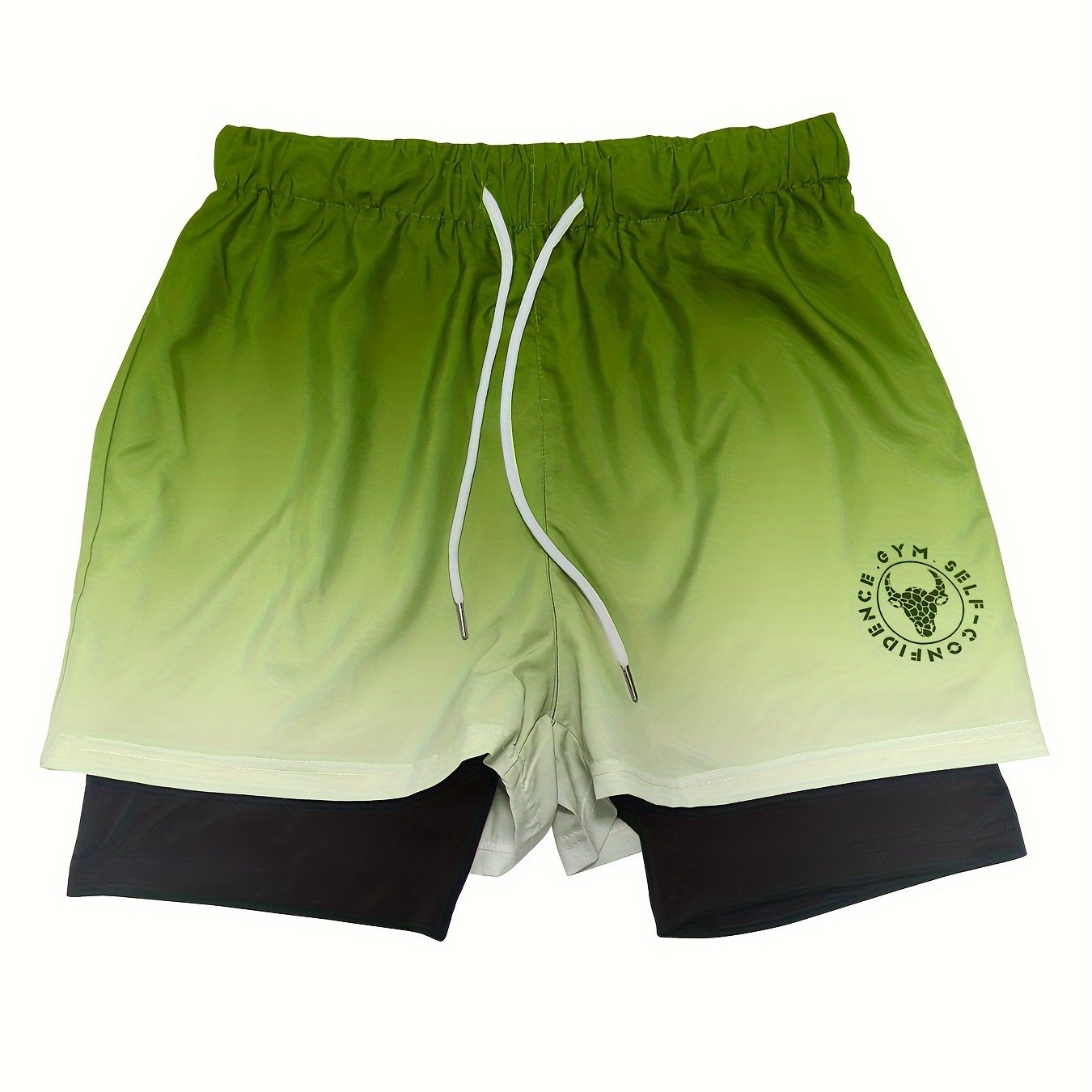 Men's 2-in-1 double layer ombre shorts for summer gym training.