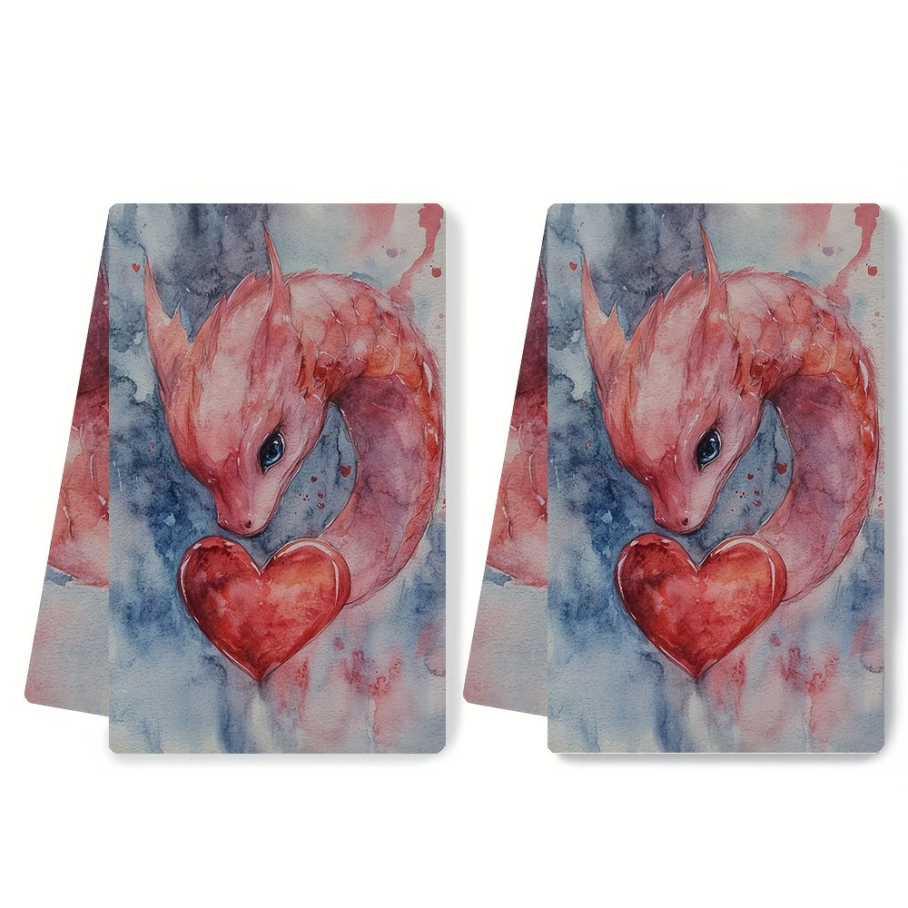 This bundle includes two ultra-soft kitchen towels that are ideal for Valentine's Day. They are highly absorbent, making them perfect for both dishes and hands. These towels are also suitable for holiday decoration and can be easily cleaned in the