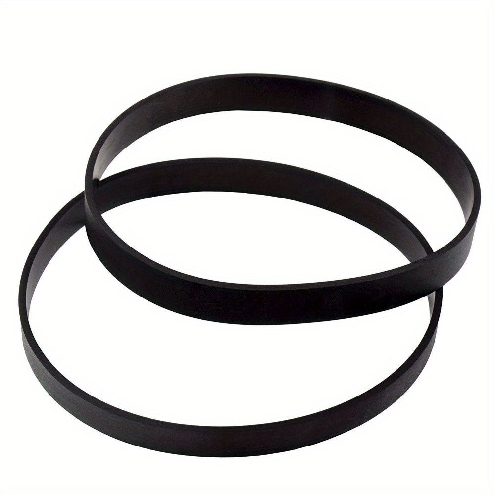 Two pieces of replacement vacuum belts that are compatible with various Bissell models including PowerForce, Rewind, Velocity, PowerGlide, PowerGroom, Momentum Series, and CleanView. These belts are high-efficiency and durable, and can be used with